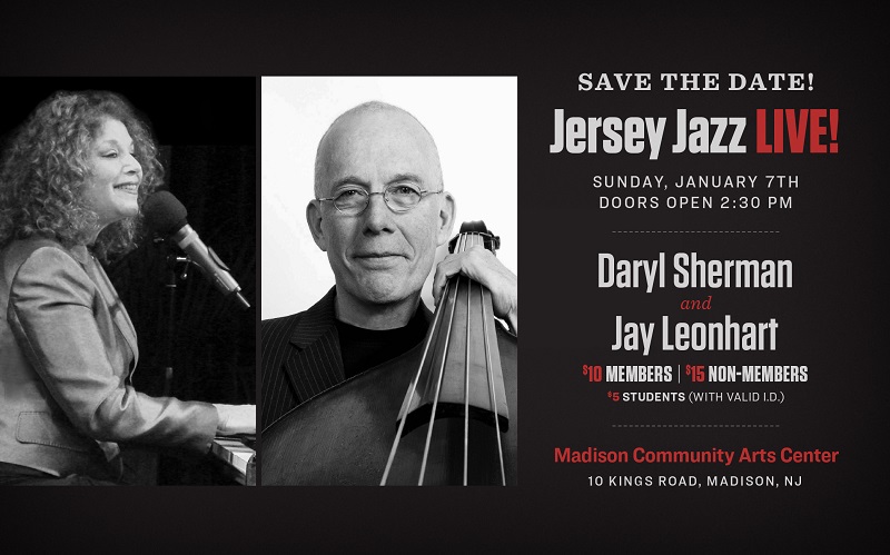 New Jersey Jazz Society | Daryl Sherman & Jay Leonhart | Sunday January 7 2024  3:00 pm