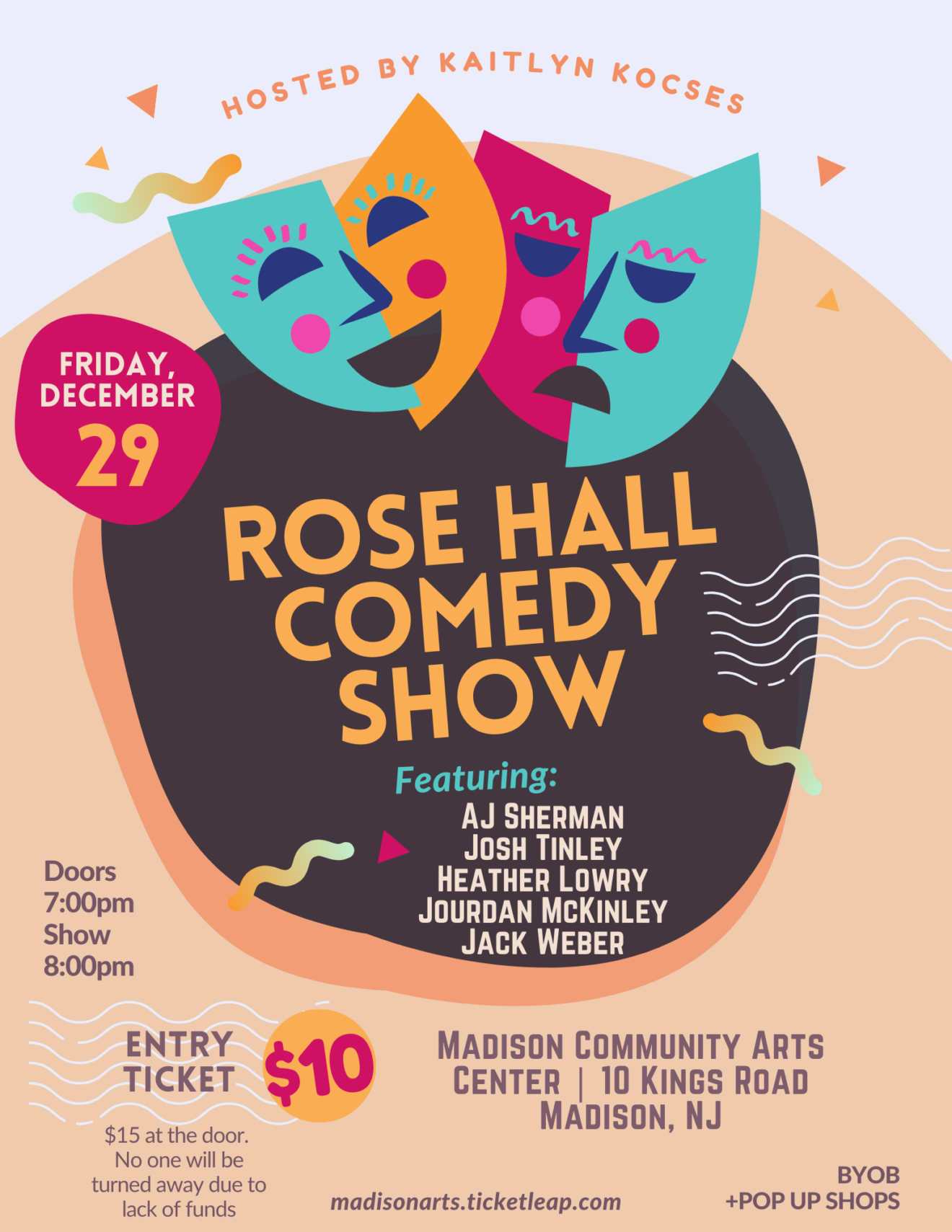 Rose Hall Comedy Show & Pop-Up Shops | Friday December 29 | 7:00 pm Doors Open | 8:00 pm Show
